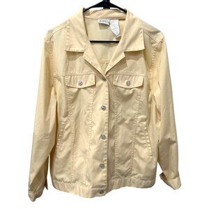 Koret Francisca Womens Yellow Button Up Collared Jacket SZ 16W